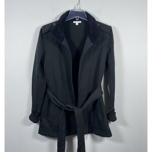 Standard James Perse Surplus Wrap Jacket Size 2 S / M Black Open Front Belted